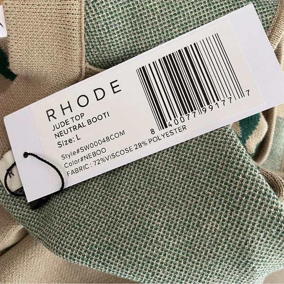 $155 NWT Rhode Jude Knit Top in Neutral Booti Sz Large - Picture 11 of 14